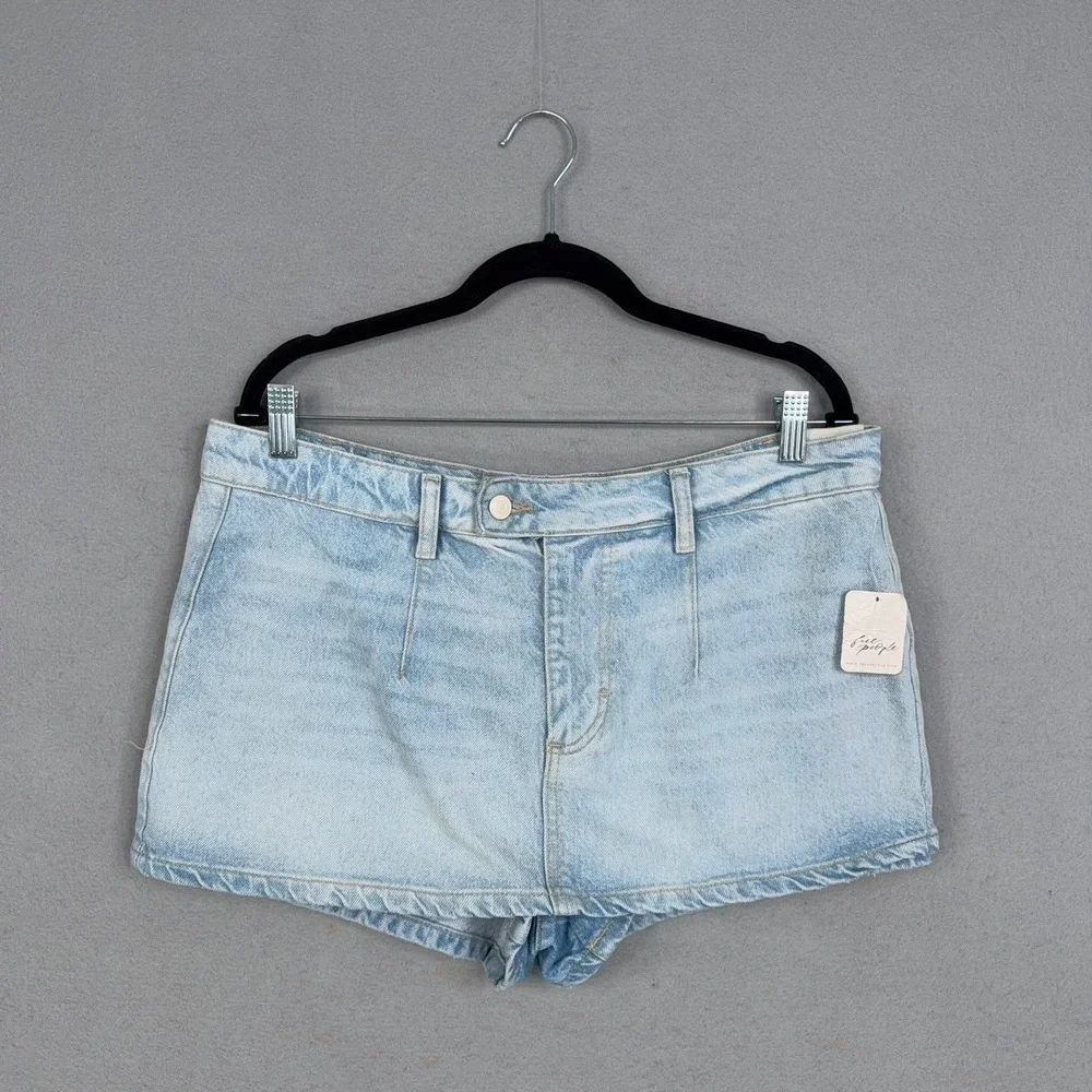 Free People We The Free Skort Womens 31 Light Blue Denim Shorts Boho Summer